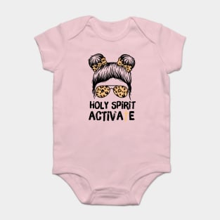 Holy Spirit Activate Leopard Messy Bun Girl Baby Bodysuit